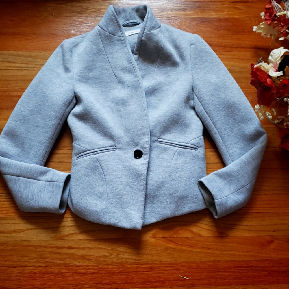 Cache Fully Lined Gris Clair 1 Button Blazer Us S… - image 1